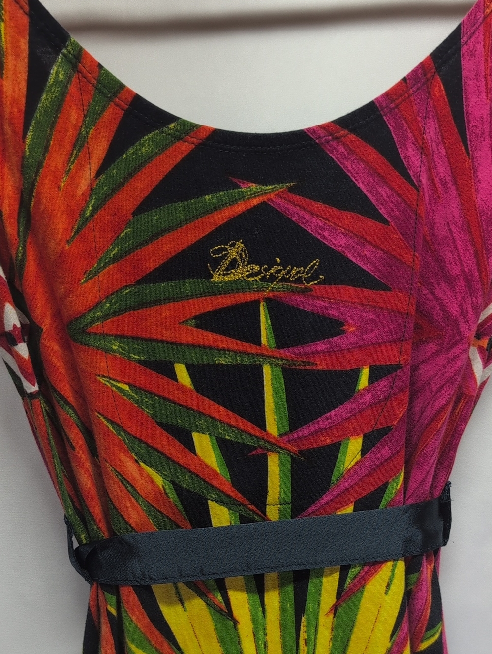 Desigual Black Multicolor Sunburst Fit-and-Flare Mini Dress - Picture 6 of 7